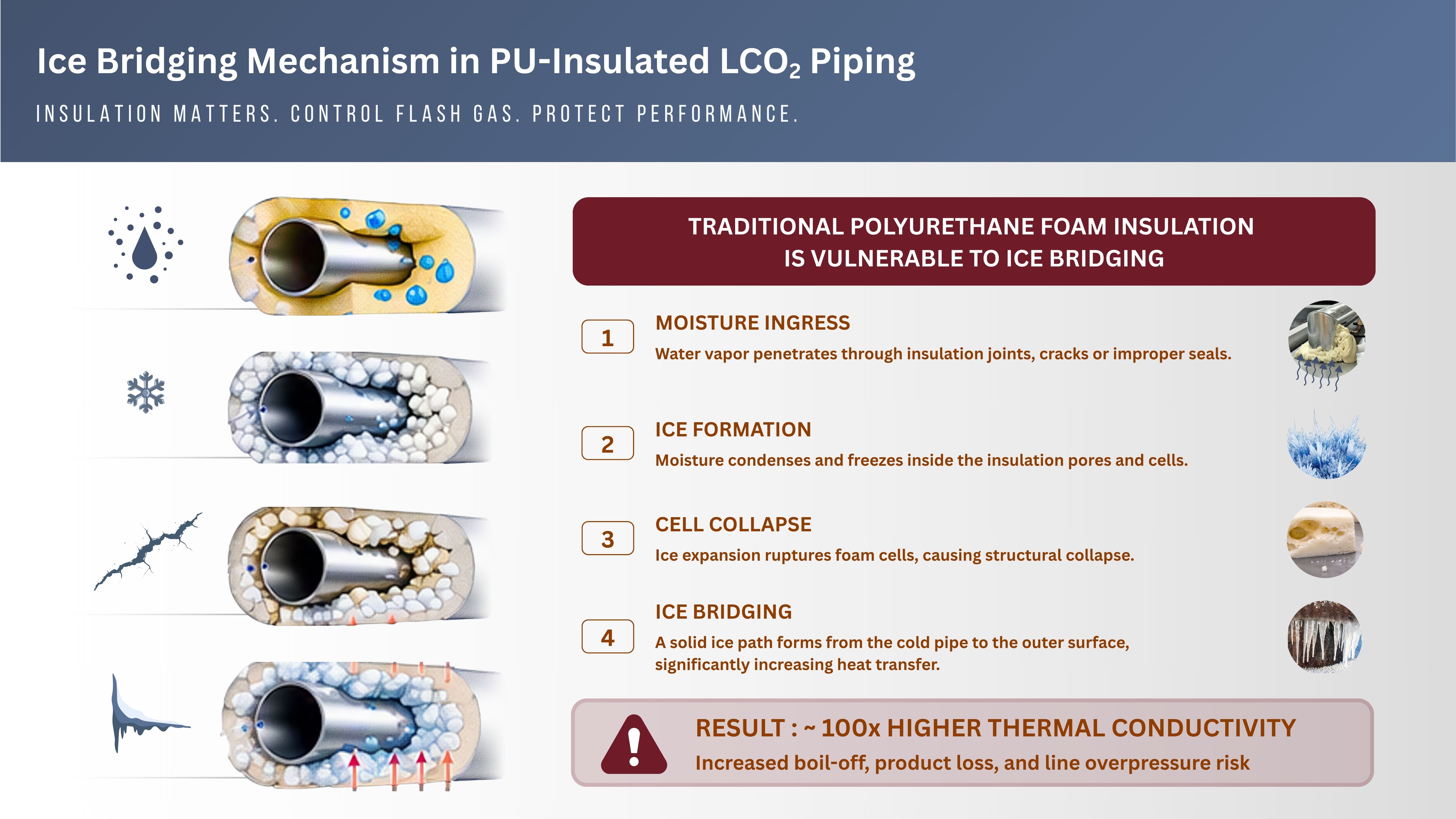 Ice Formation inside Damaged PU Insulation